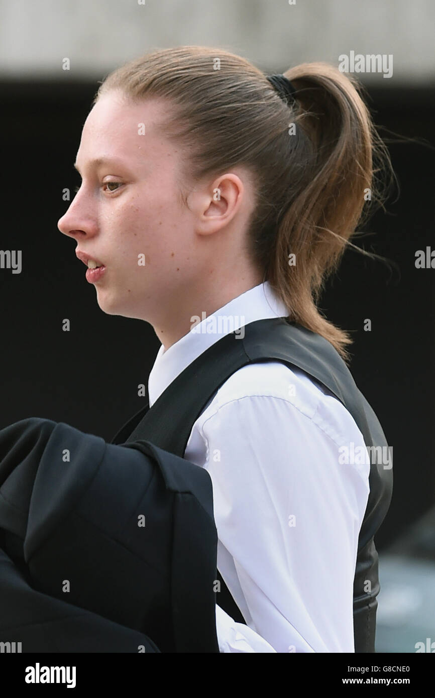 Alex Faragher leaves the West Midlands Police misconduct hearing in Birmingham where Constables Christopher Guest and Cavan O'Connell where told they will keep their jobs after leaving a mouthed voicemail on her phone. Stock Photo