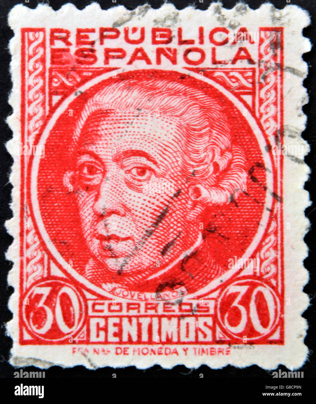 SPAIN - CIRCA 1933: A stamp printed in Spanish republic shows Jovellanos, circa 1933 Stock Photo