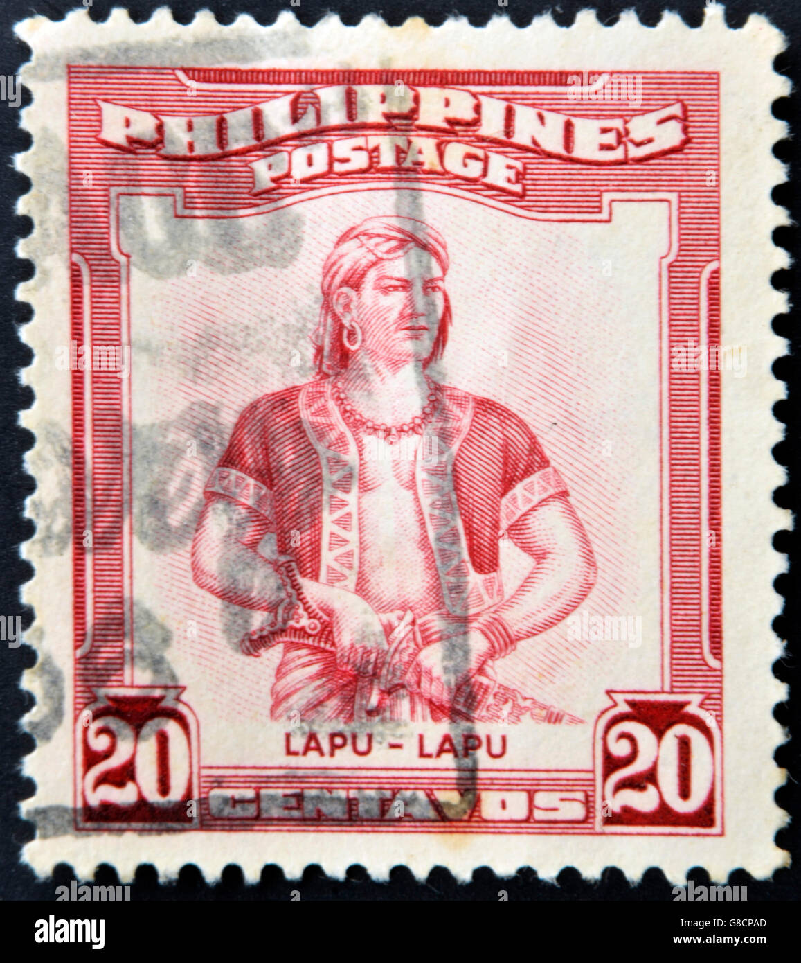 PHILIPPINES - CIRCA 1970: A stamp printed in Philippines shows Lapu-Lapu  was the datu of Mactan, an island in the Visayas in th Stock Photo