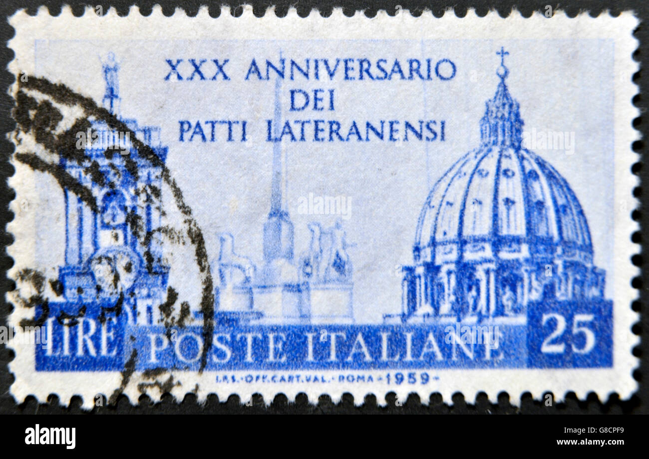 ITALY - CIRCA 1959: A stamp printed in Italy dedicated to xxx anniversary  of the Lateran Treaty, circa 1959 Stock Photo - Alamy