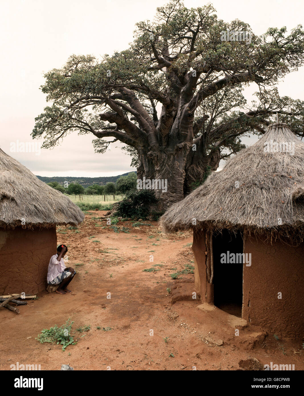 Rural Venda huts, South Africa, Art. Stock Photo