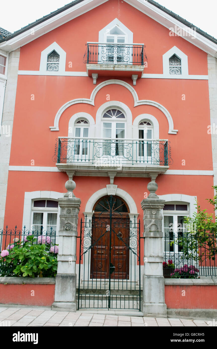 Facade of house. Nueva de Llanes, Asturias, Spain. Stock Photo