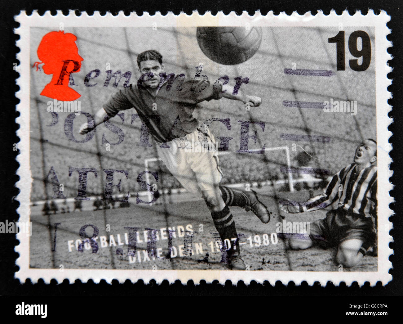 UNITED KINGDOM - CIRCA 1993: A stamp printed in Great Britain dedicated to Football Legends, shows Dixie Dean, circa 1993 Stock Photo