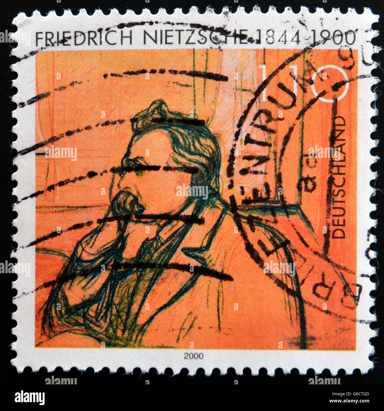 GERMANY - CIRCA 2000: A stamp printed in Germany shows Friedrich Nietzsche, circa 2000 Stock Photo
