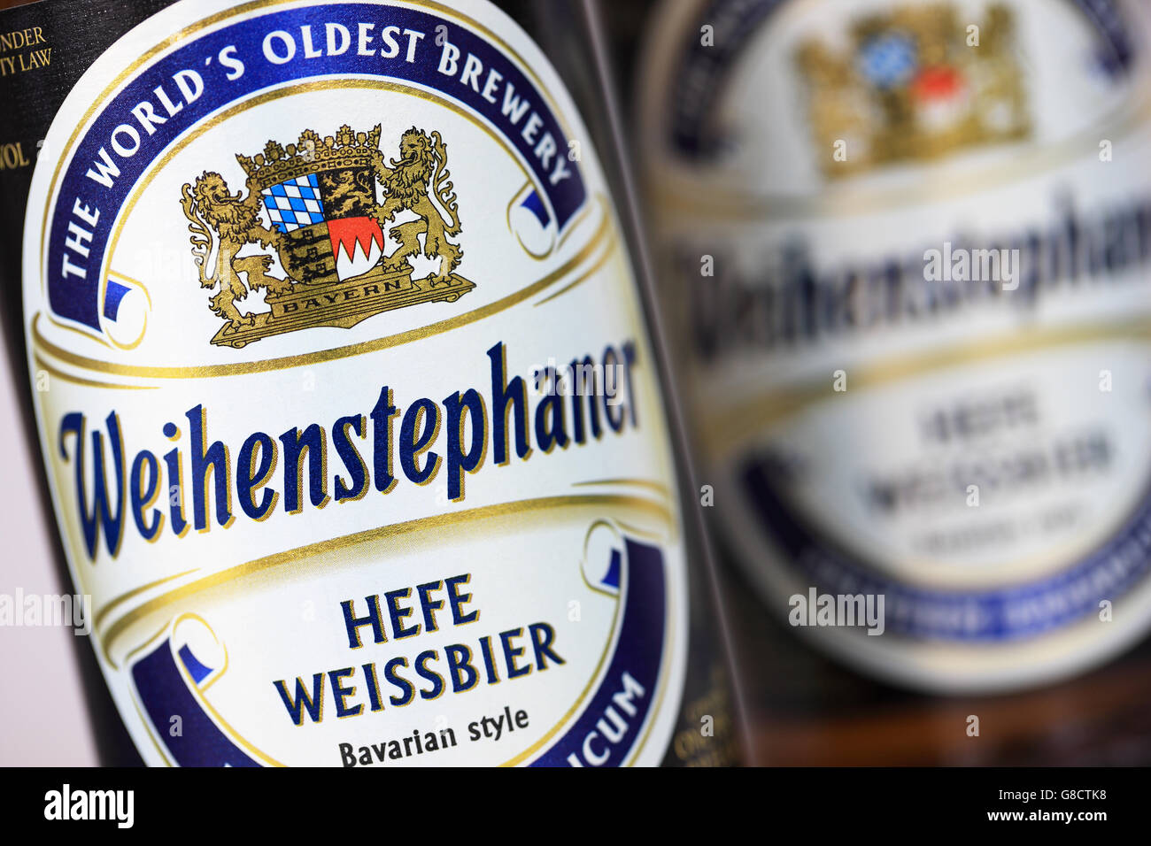 Bavarian beer Weihenstephaner from the World's Oldest Brewery in Germany Stock Photo