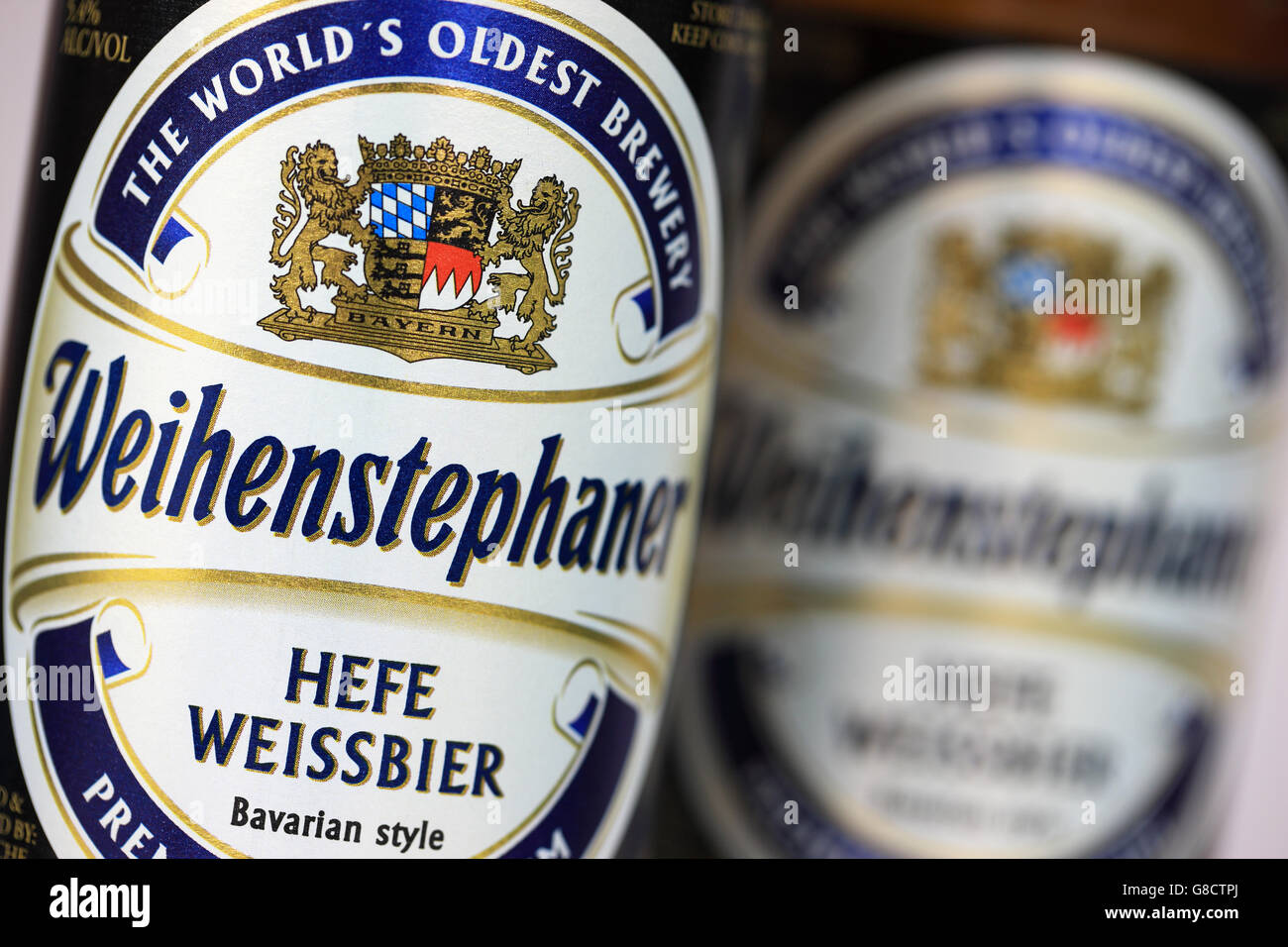 Bavarian beer Weihenstephaner from the World's Oldest Brewery in Germany Stock Photo