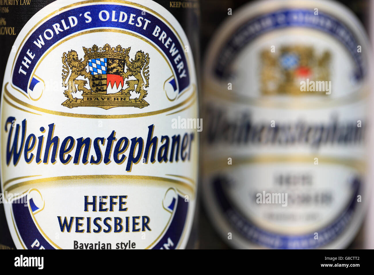 Bavarian beer Weihenstephaner from the World's Oldest Brewery in Germany Stock Photo