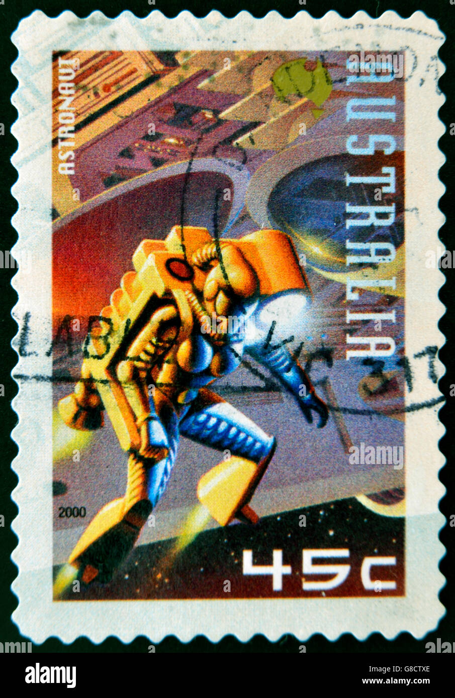 AUSTRALIA - CIRCA 2000: A stamp printed in Australia shows astronaut, circa 2000 Stock Photo
