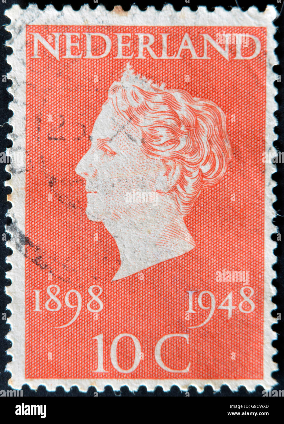 HOLLAND - CIRCA 1948: A stamp printed in Netherlands shows queen Wilhelmina, circa 1948 Stock Photo