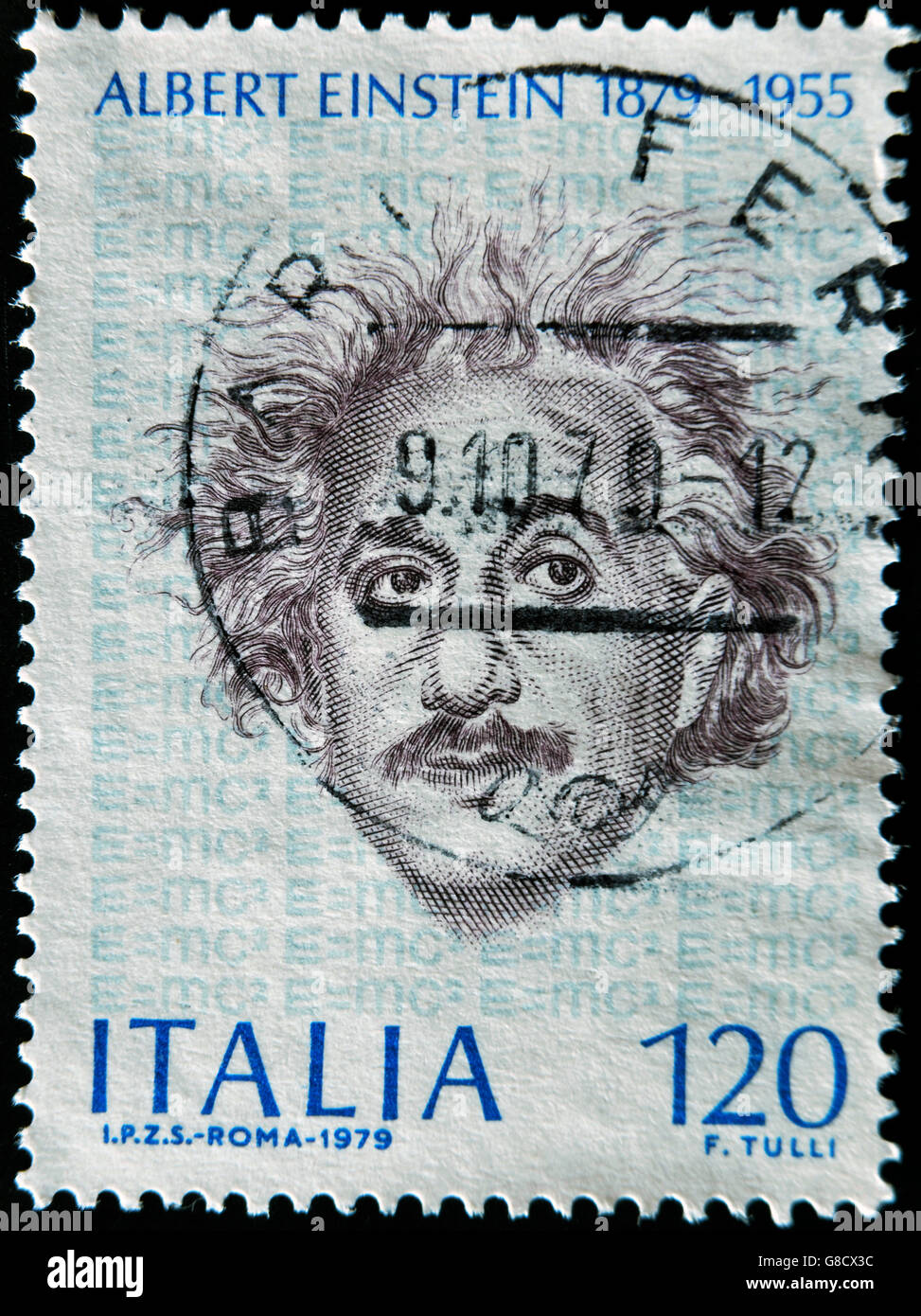 ITALY - CIRCA 1979: A stamp printed in Italy shows Albert Einstein, circa 1979 Stock Photo