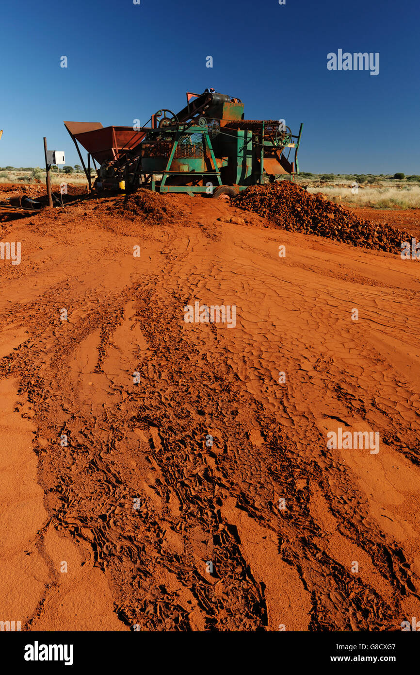 Diamond mining, mud flow medium, diggers, South Africa. Stock Photo