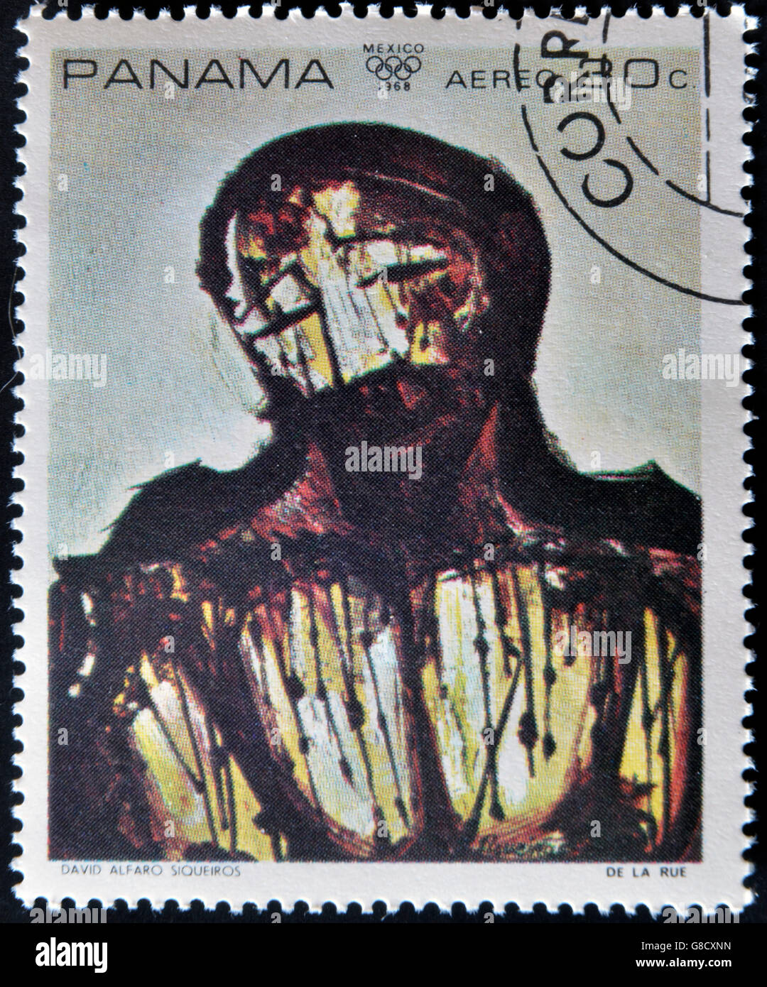 PANAMA - CIRCA 1968: A stamp printed in Panama shows a painting by David Alfaro Siqueiros, circa 1968 Stock Photo