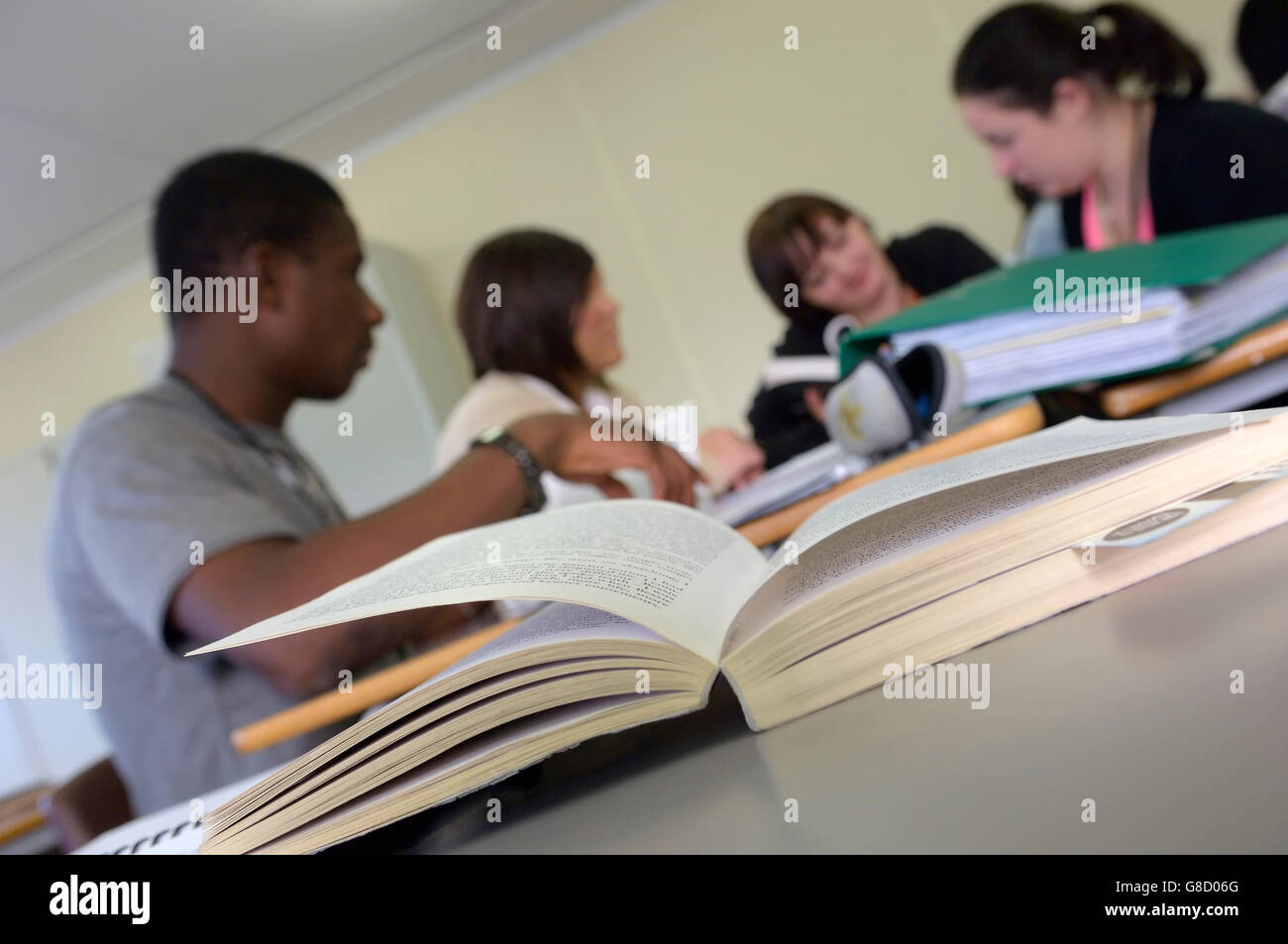 6th form students revising for their English literature exams. England. UK Stock Photo