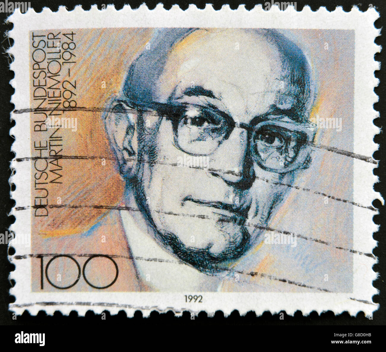 GERMANY - CIRCA 1992: stamp printed in Germany shows Martin Niemoller, Theologian, circa 1992. Stock Photo