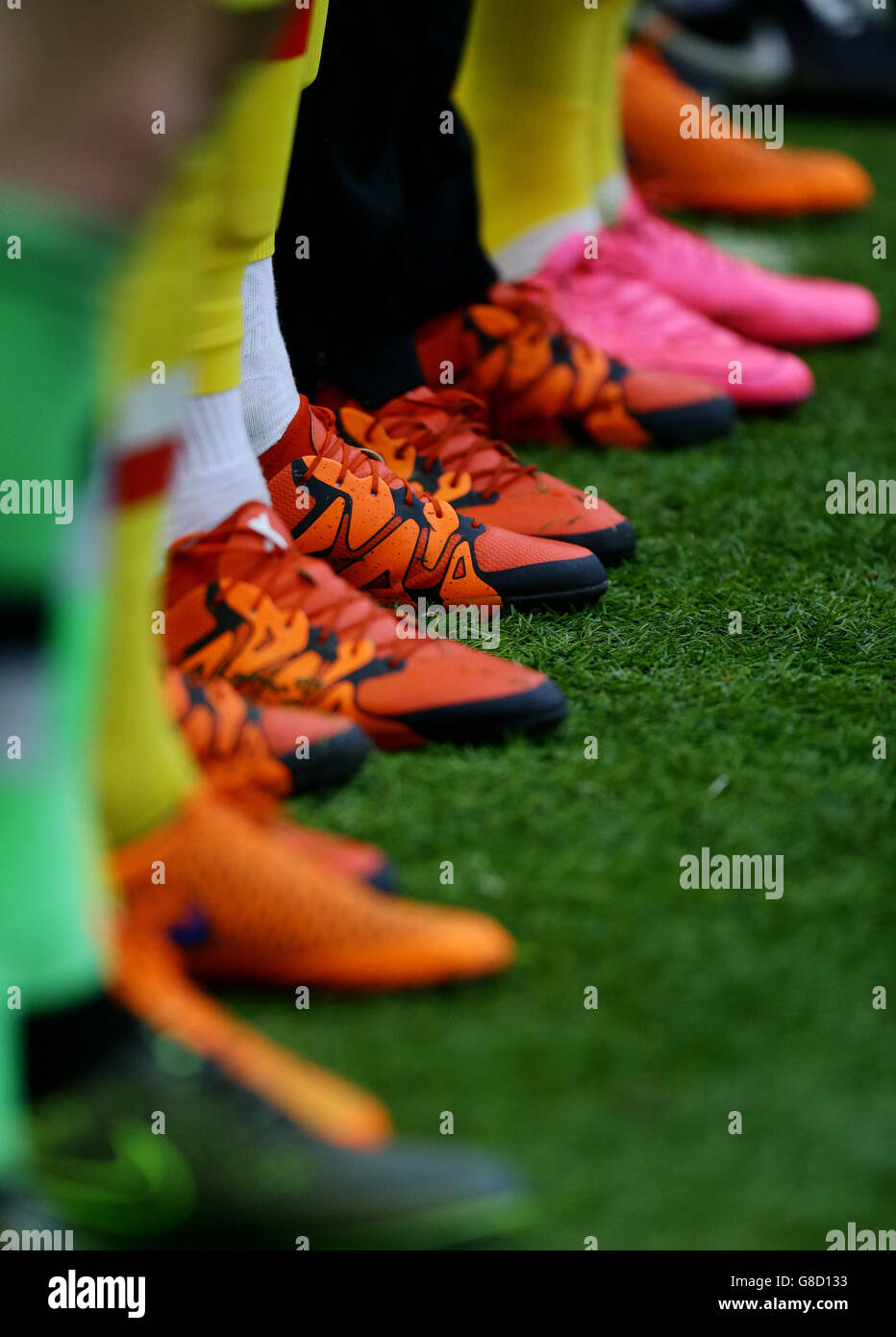 General view of Milton Keynes Dons players boots during the Sky Bet