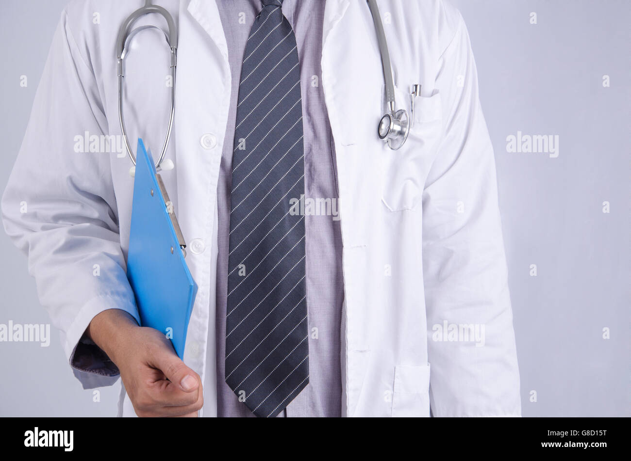 The doctor was holding the board Stock Photo