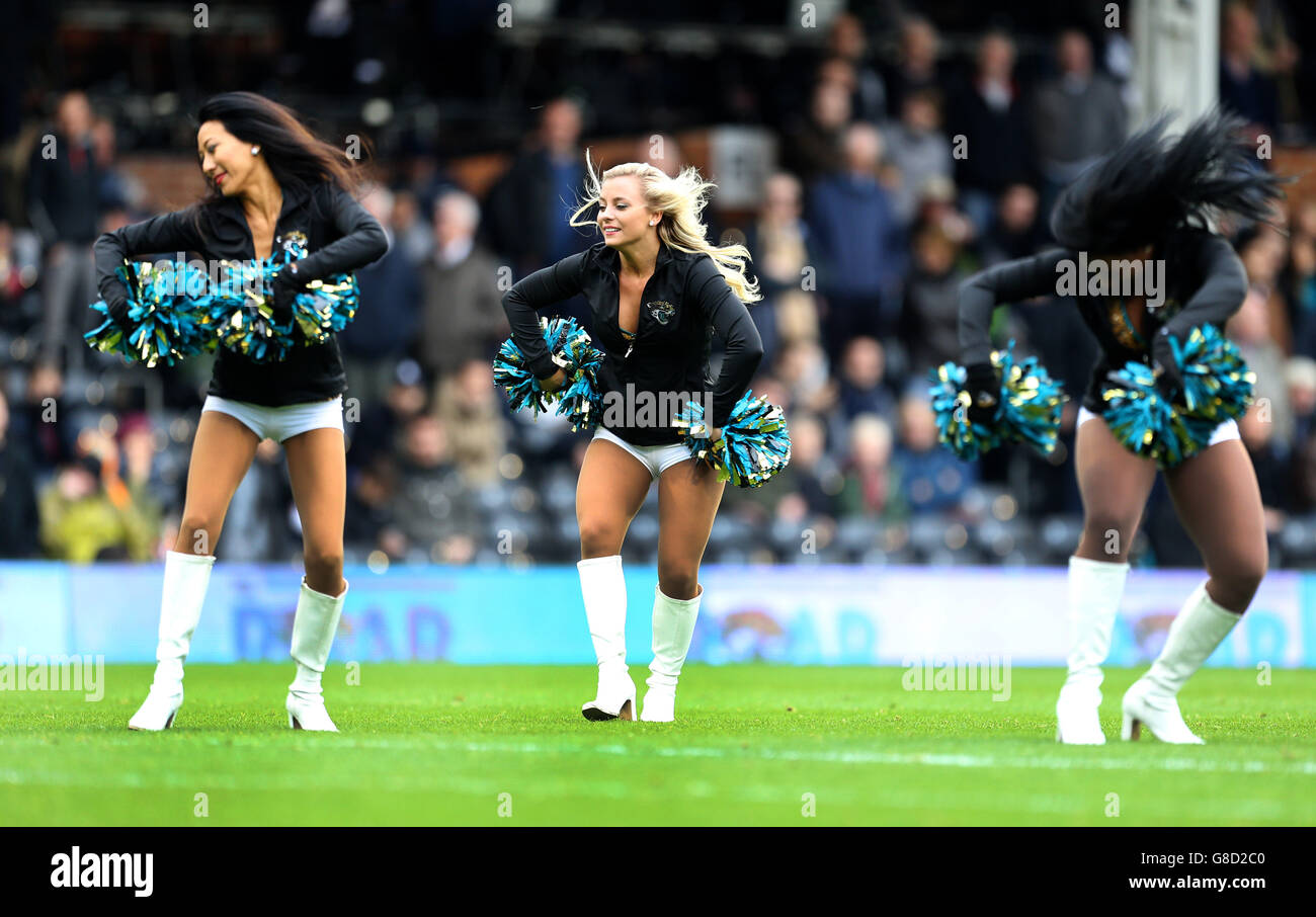 See Jacksonville Jaguars cheerleaders perform at Fulham vs West Brom