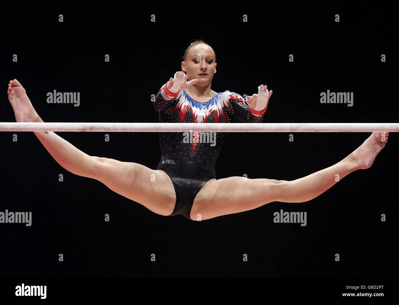 Gymnastics - 2015 World Championships - Day Two - The SSE Hydro. France's Marine Brevet competes on the Parallel Bars during day two of the 2015 World Gymnastic Championships at The SSE Hydro, Glasgow. Stock Photo