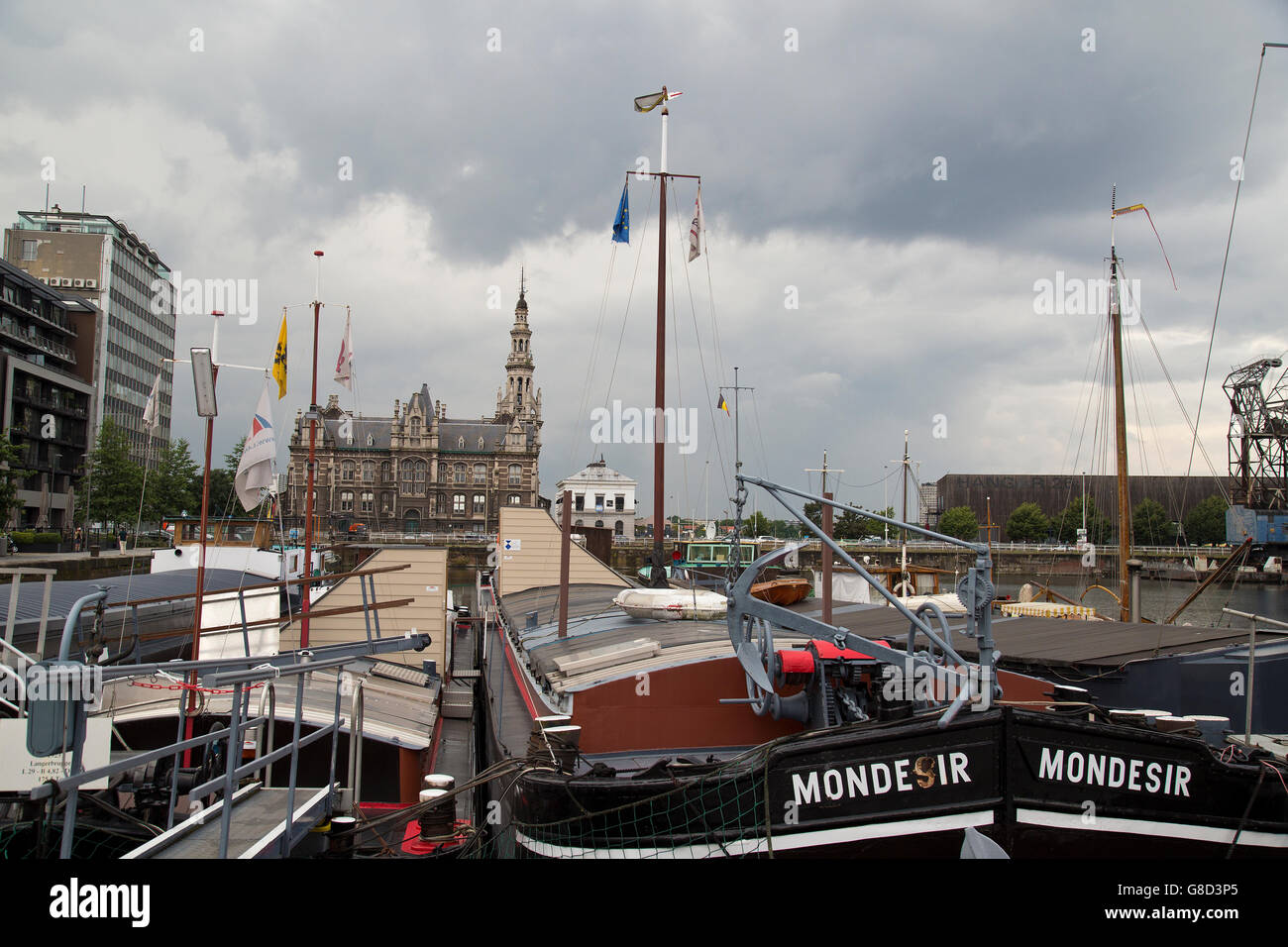 Pilotage building in the port of Antwerp in Belgium Stock Photo