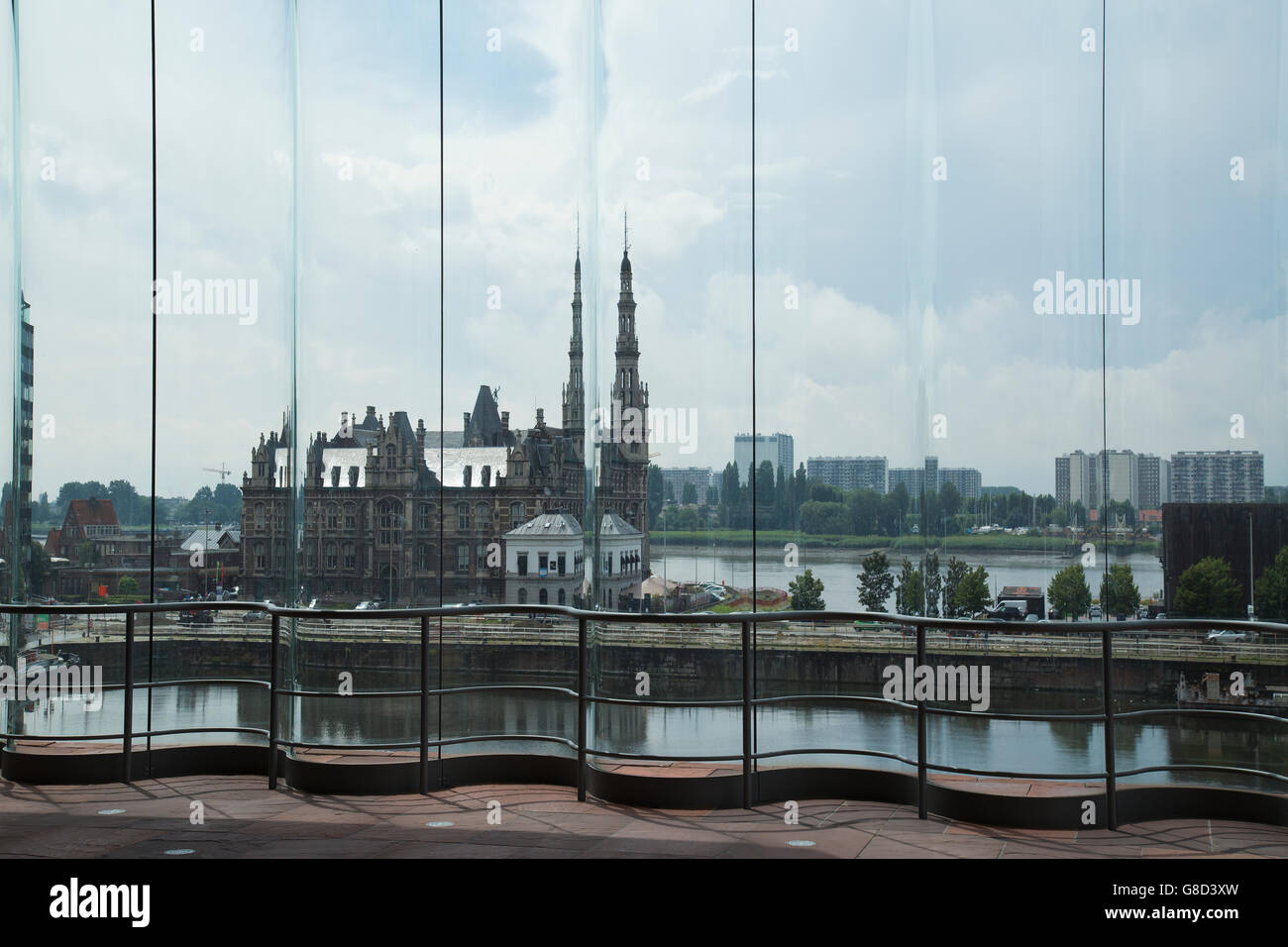 view of the Pilotage building from inside the Museum aan de Stroom in Antwerp in Belgium Stock Photo