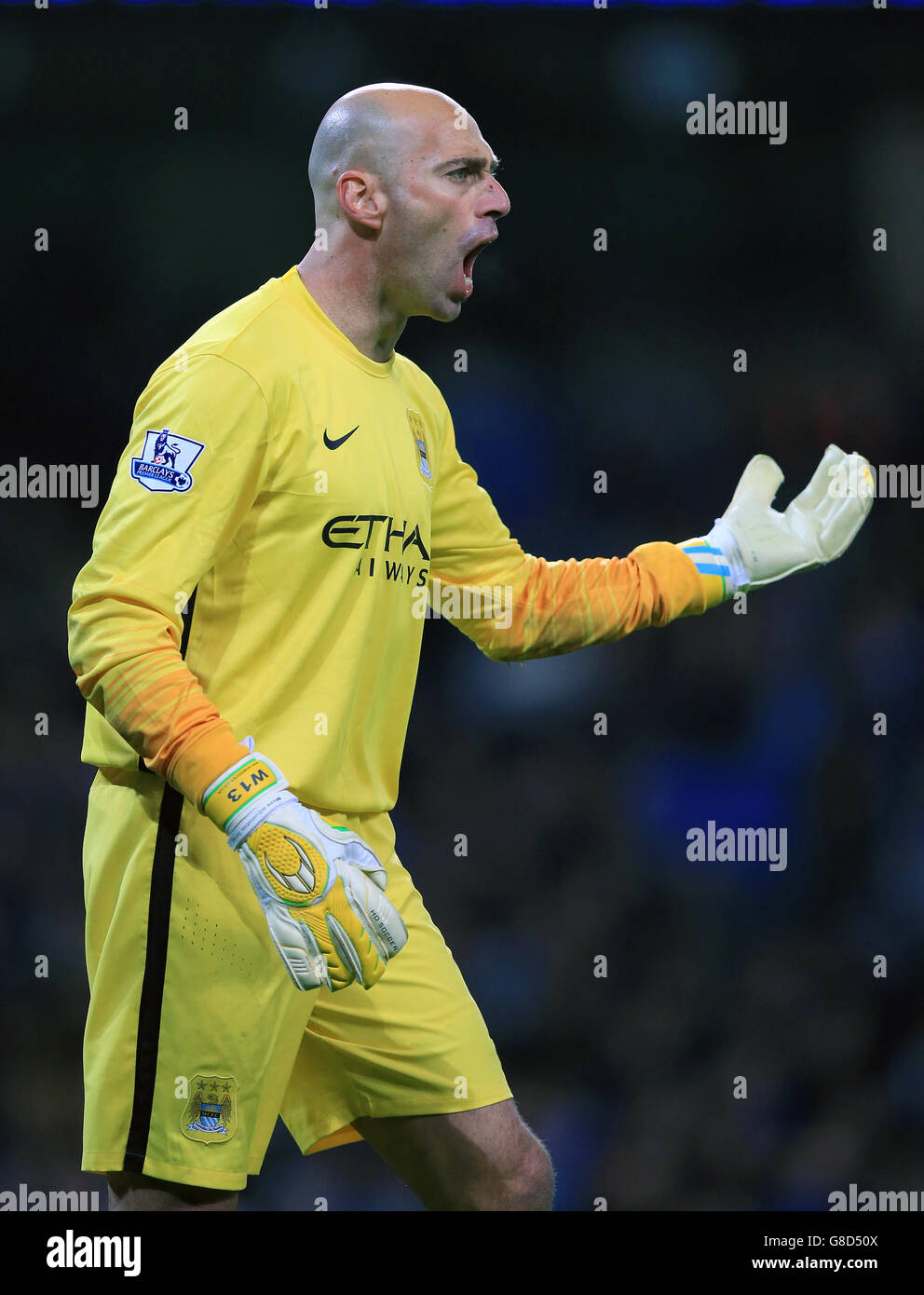 Manchester City goalkeeper Willy Caballero during the Capital One Cup, Fourth Round match at the Etihad Stadium, Manchester. Stock Photo
