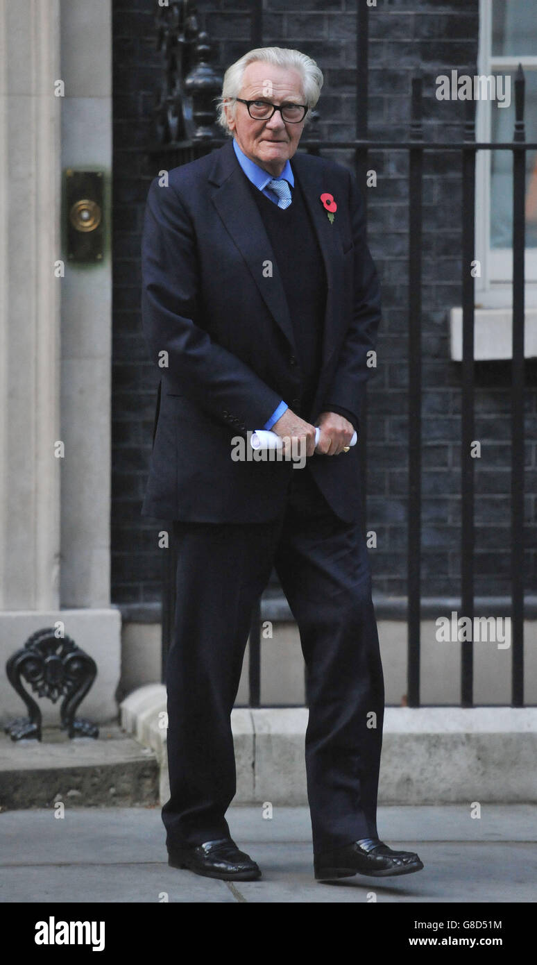 Member of the House of Lords, Conservative Lord Michael Heseltine leaves 10 Downing Street, London. Stock Photo