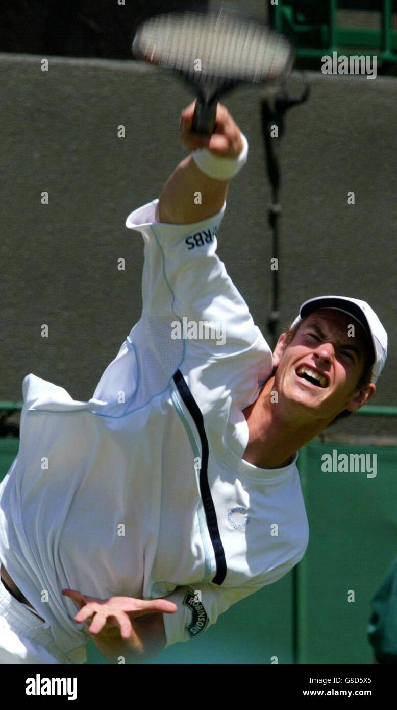 Tennis - Wimbledon Championships 2005 - Men's First Round - Andy Murray v George Bastl - All England Club Stock Photo