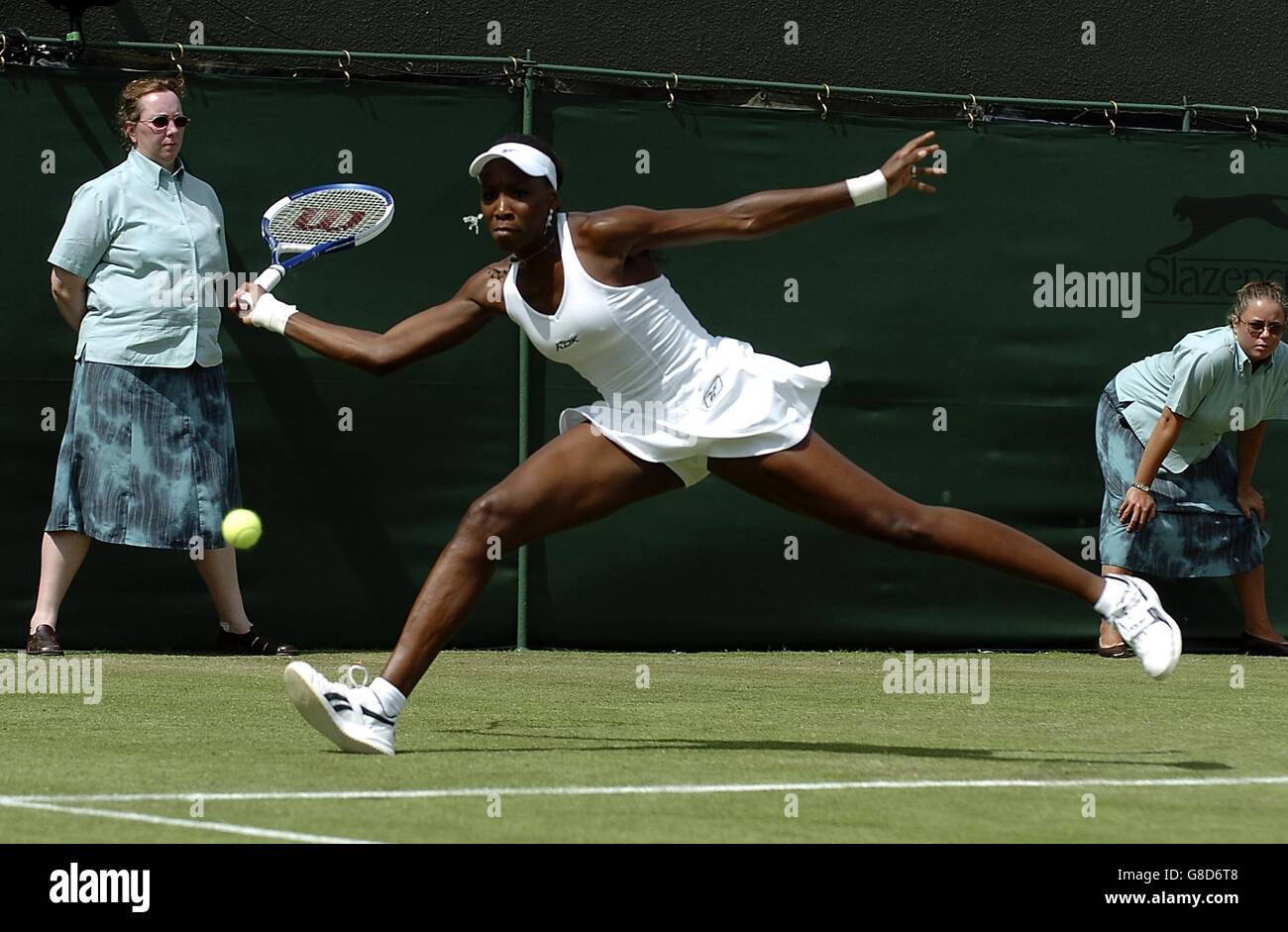Venus Williams in action during her first round victory against Eva Birnerova of Czech Republic Stock Photo