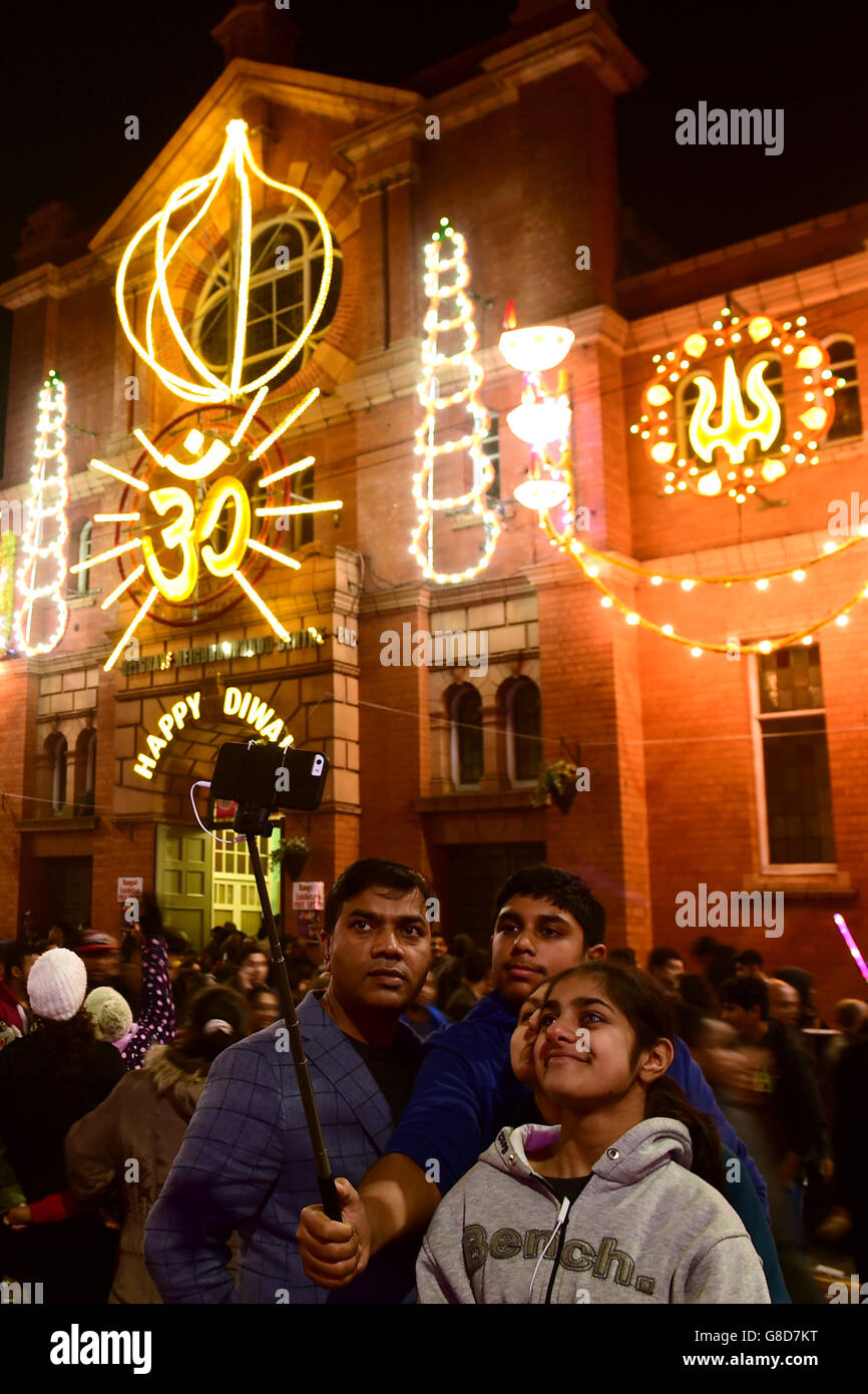 Diwali lights switch on Leicester Stock Photo Alamy