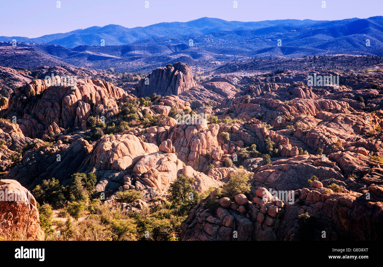 Prescott's Granite Dells and Bradshaw mountains. Arizona Stock Photo