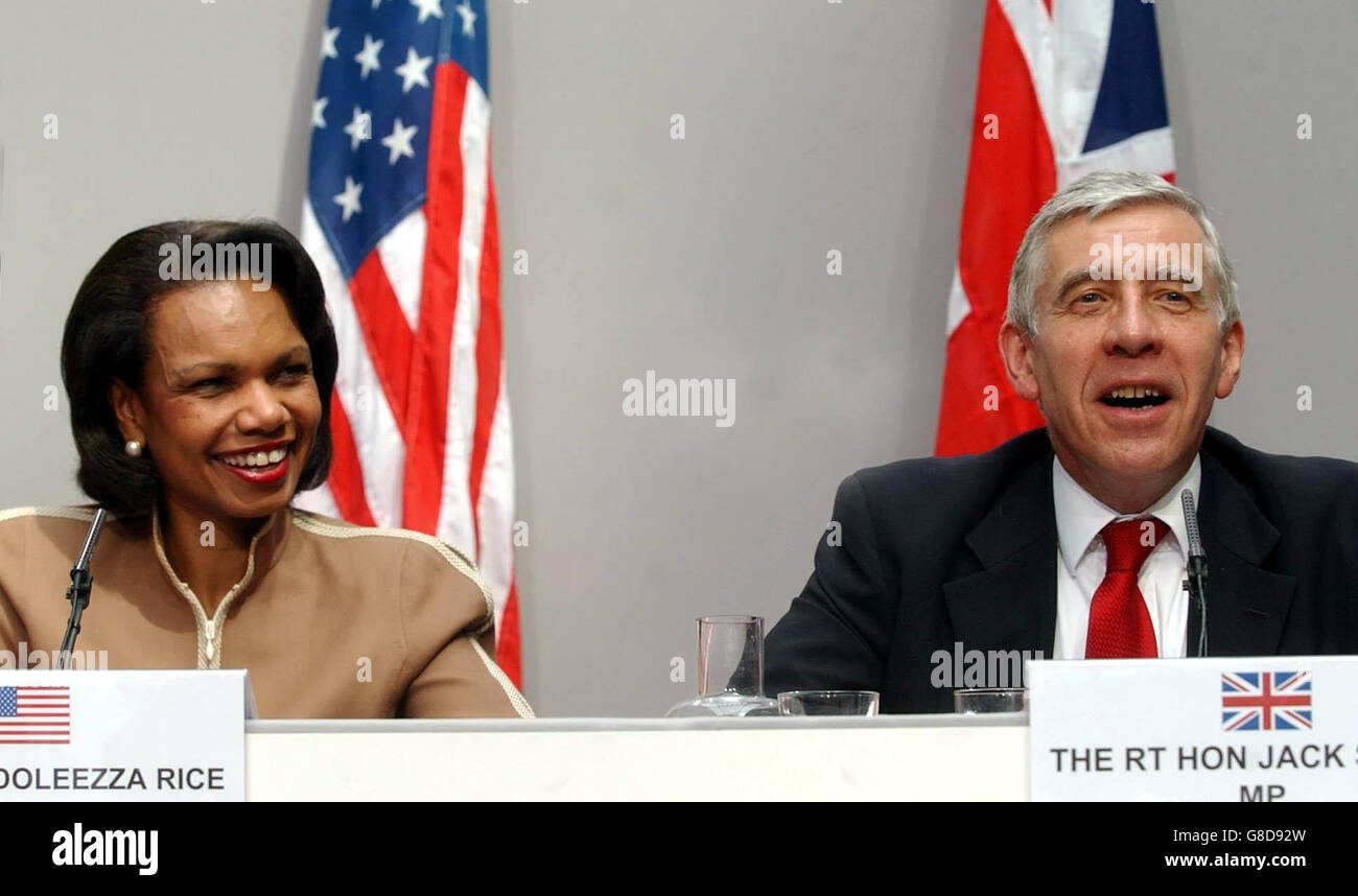 Foreign Secretary Jack Straw and United States Secretary of State Condoleezza Rice. Stock Photo