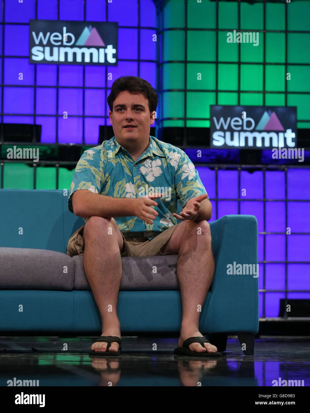 Palmer Luckey, founder of Oculus VR, speaking at the three day Web Summit  at the RDS in Dublin Stock Photo - Alamy