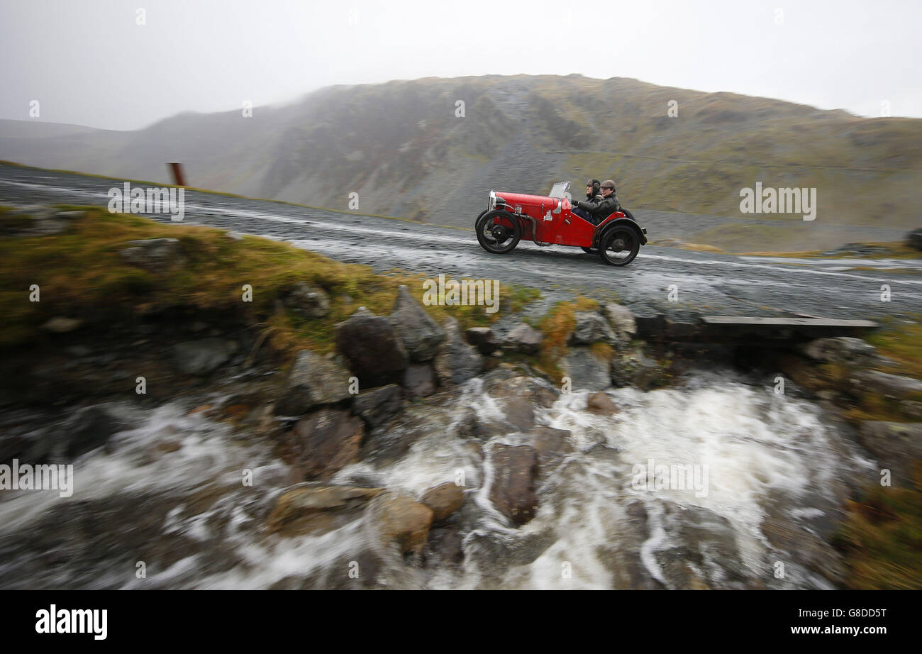 A vintage car takes part in the annual Lakeland Trials vintage car