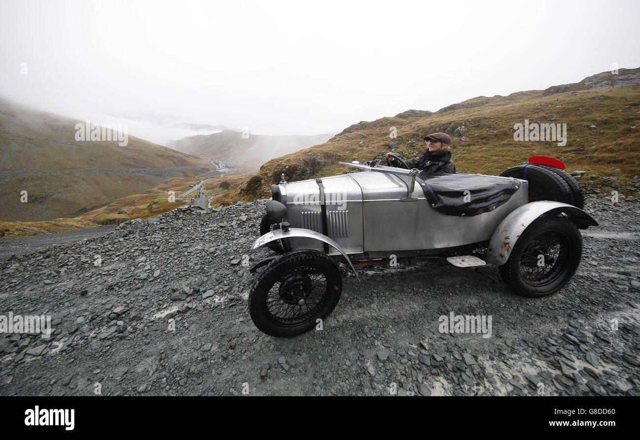A vintage 1930 AJS two seater sports car takes part in the annual