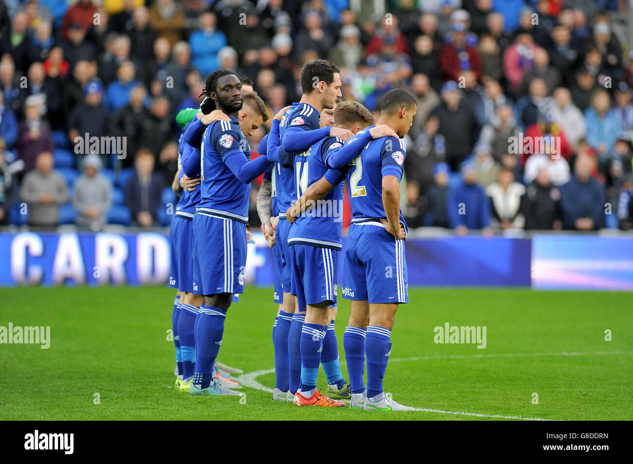 Cardiff, UK. 06th Nov, 2021. Cardiff City Players observe a minute