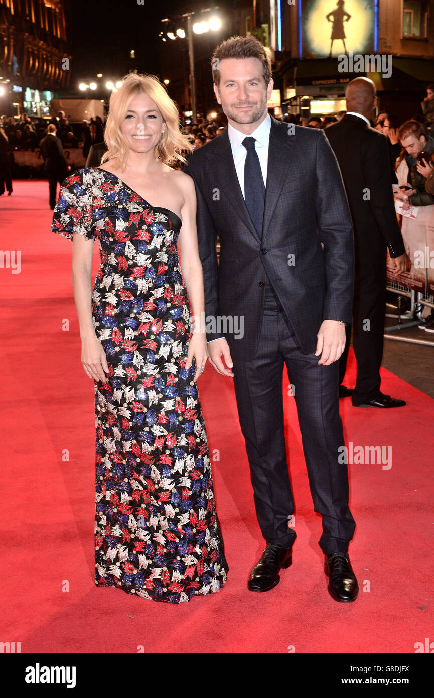 Sienna Miller and Bradley Cooper arriving for the Burnt premiere at Vue ...