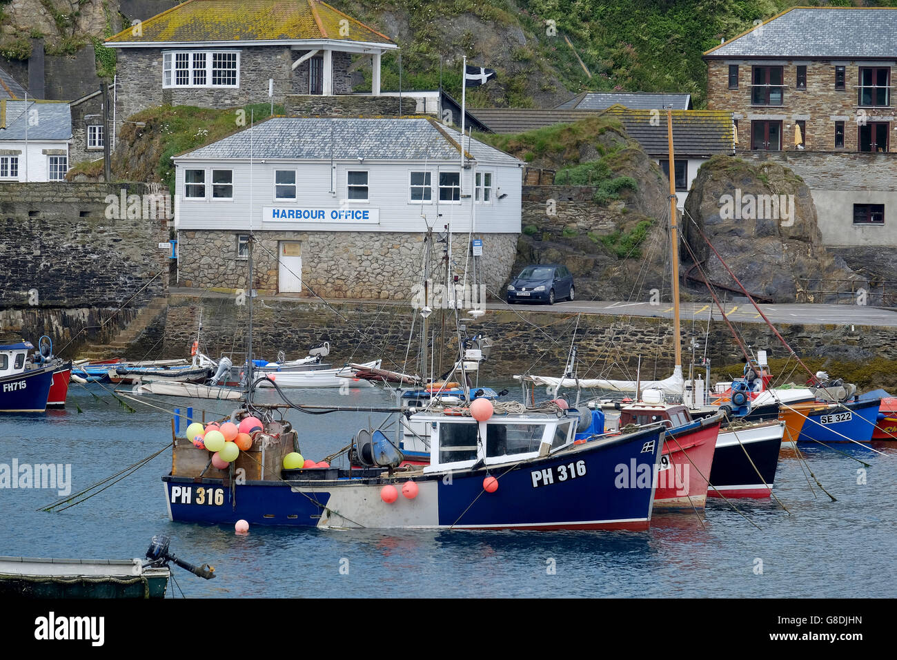 A Cornish fishing fleet in Mevagissey Cornwall England Stock Photo