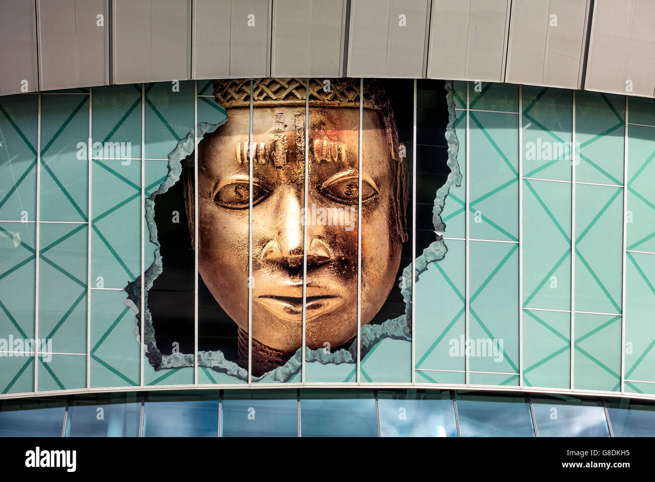 Metalic Face in the Echo Arena Albert Dock Liverpool UK Stock Photo