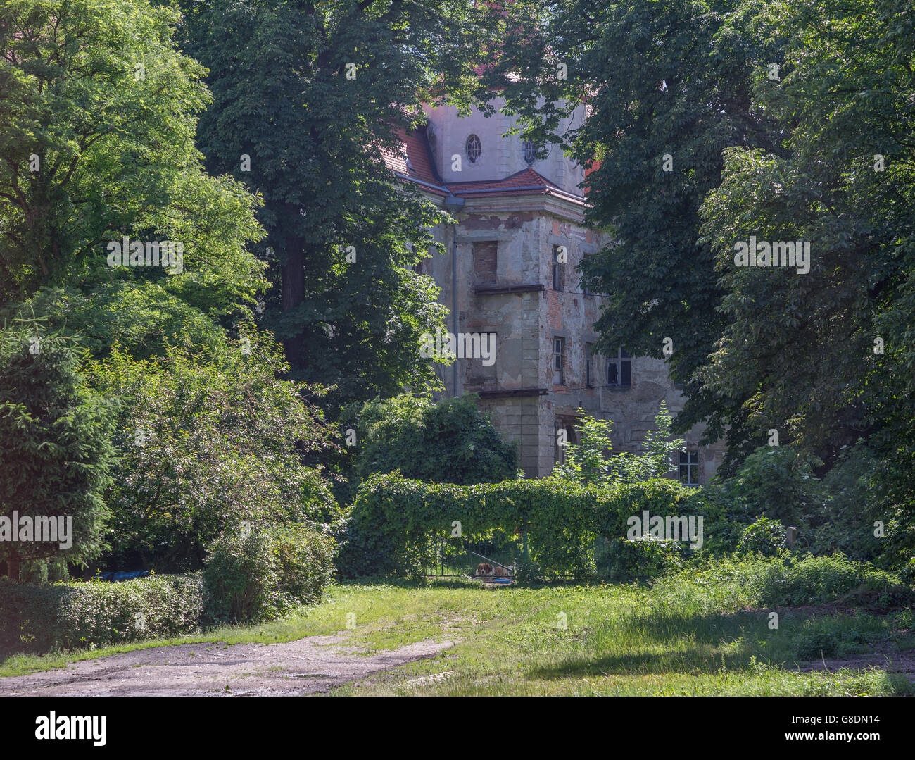 Abandoned palace in Domanice Domanze Lower Silesia Poland Stock Photo