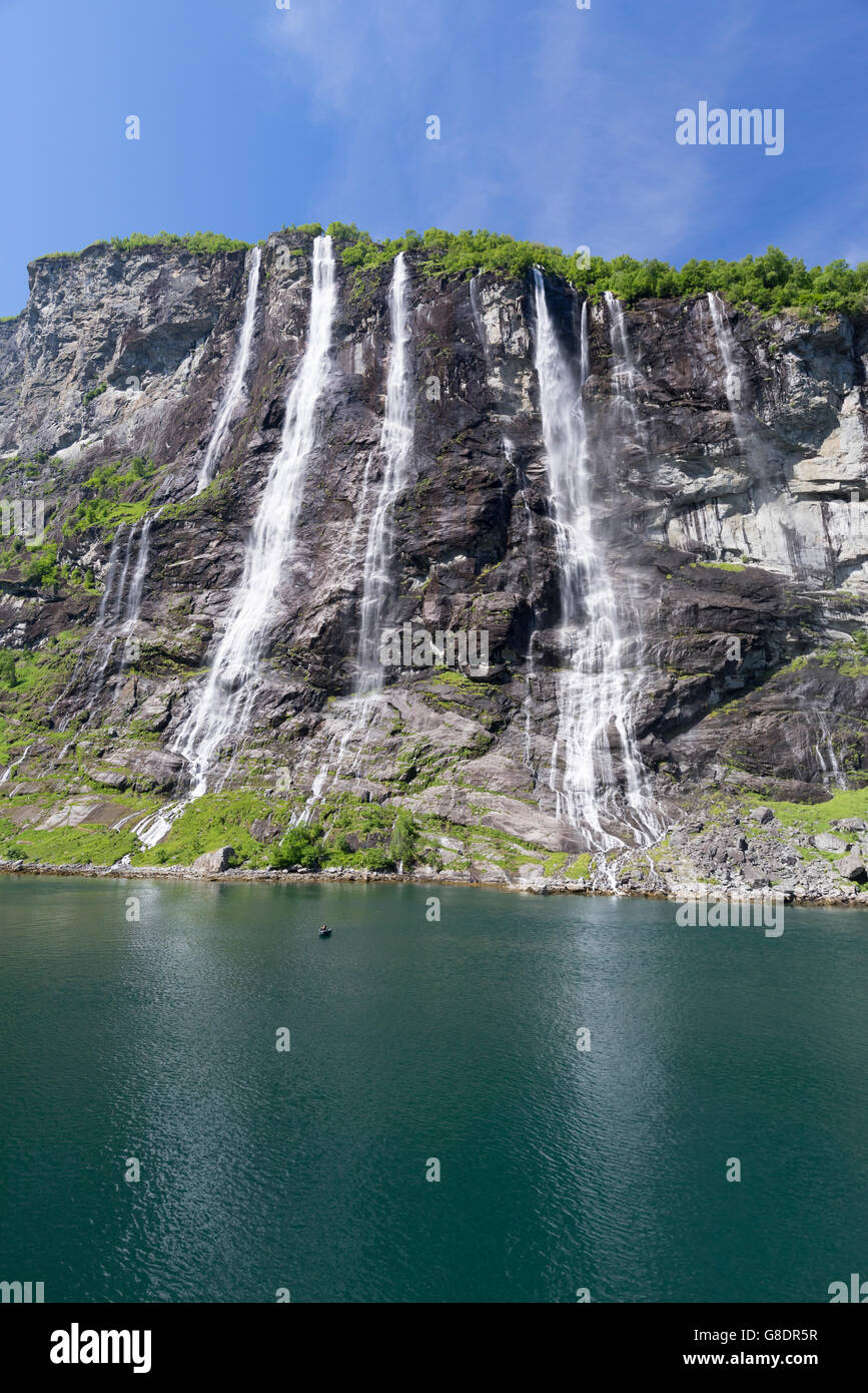 Geirangerfjord Seven Sisters Waterfall Stock Photo