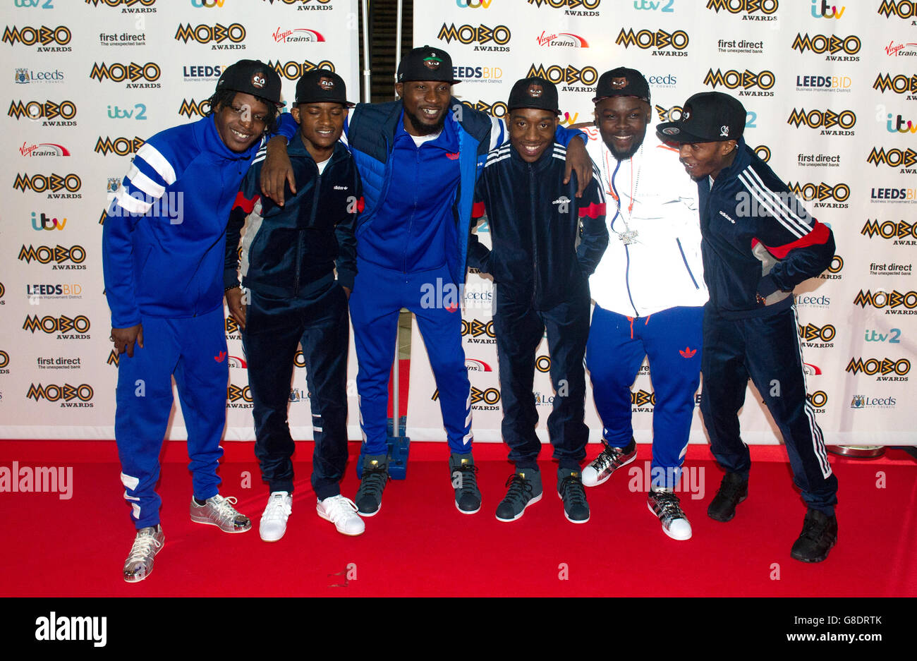 Section Boyz arriving at the Mobo Awards 2015, held at the First Direct Arena, Leeds. PRESS ASSOCIATION Photo. See PA story SHOWBIZ Mobos. Picture date: Wednesday November 4, 2015. Photo credit should read: Katja Ogrin/PA Wire Stock Photo