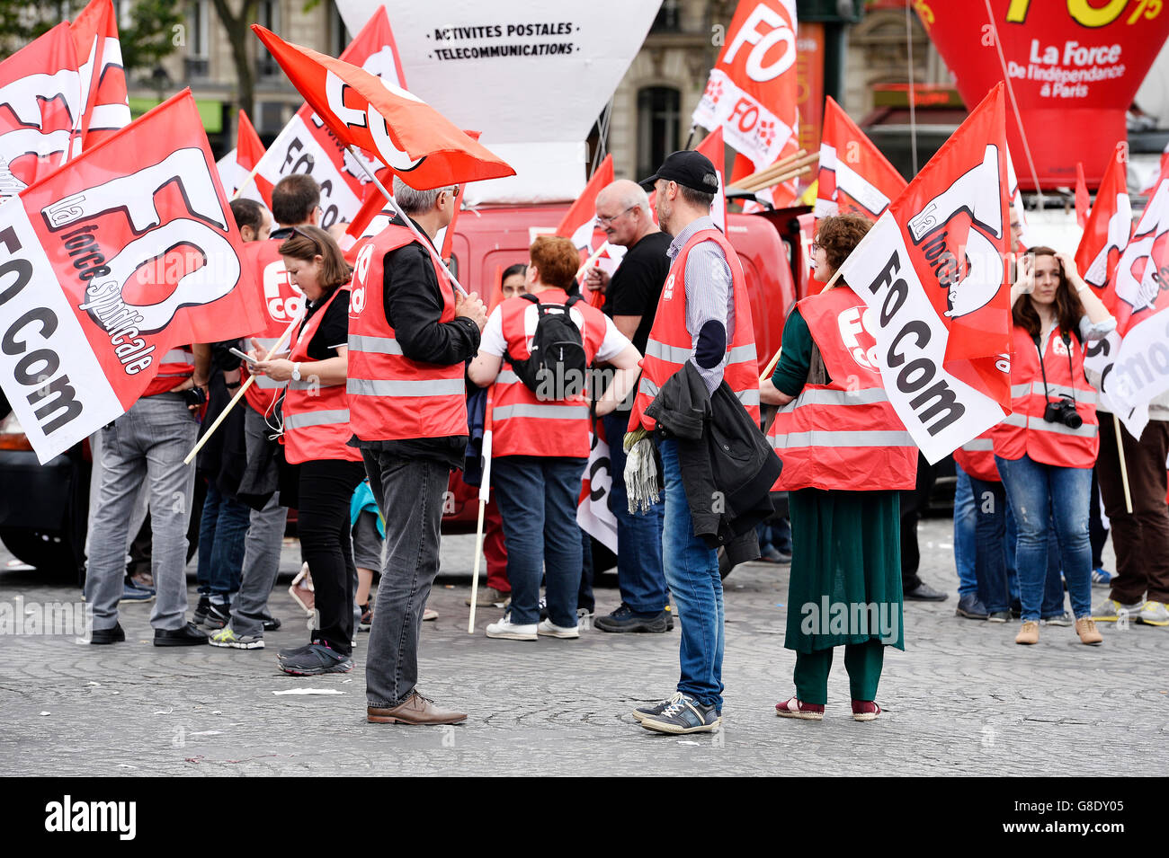 March against labour law in Paris on 28th of june 2016 Stock Photo