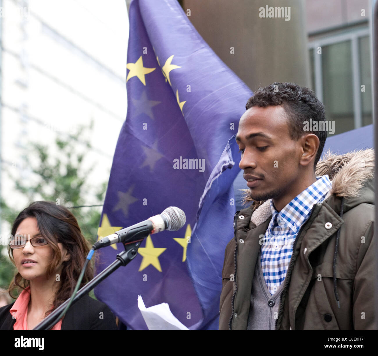 Cardiff, UK. 28th June, 2014. Cardiff as a city comes together to celebrate Europe after racist incidents following the EU referendum and brexit. Speakers included Plaid Cymru leader Leanne Wood. Credit:  Amonochromedream.com/Alamy Live News Stock Photo