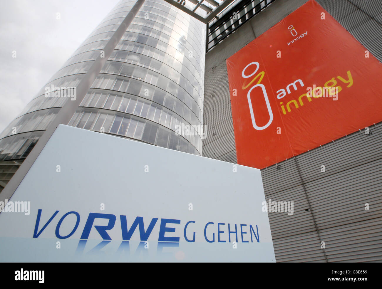 The energy firm RWE advertises with a large poster reading 'Innogy' in ...