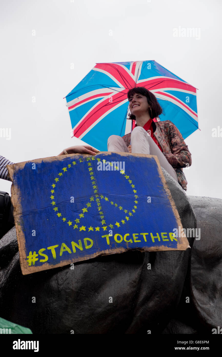 Anti Brexit rally at Trafalgar Square following the European Referendum voted to leave. Stock Photo