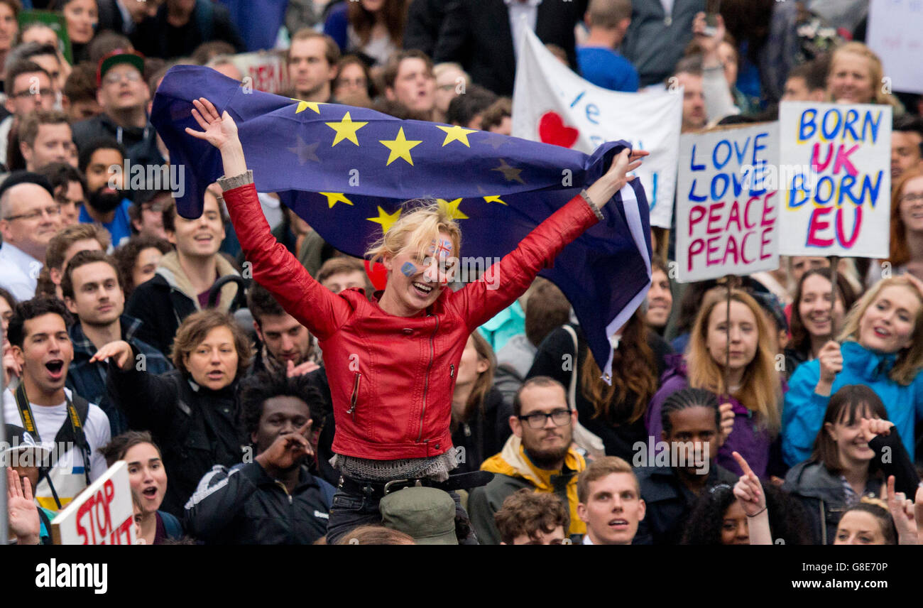 London, UK. 28th June, 2016. Anti- Brexit Protest, London Credit:  Sebastian Remme/Alamy Live News Stock Photo