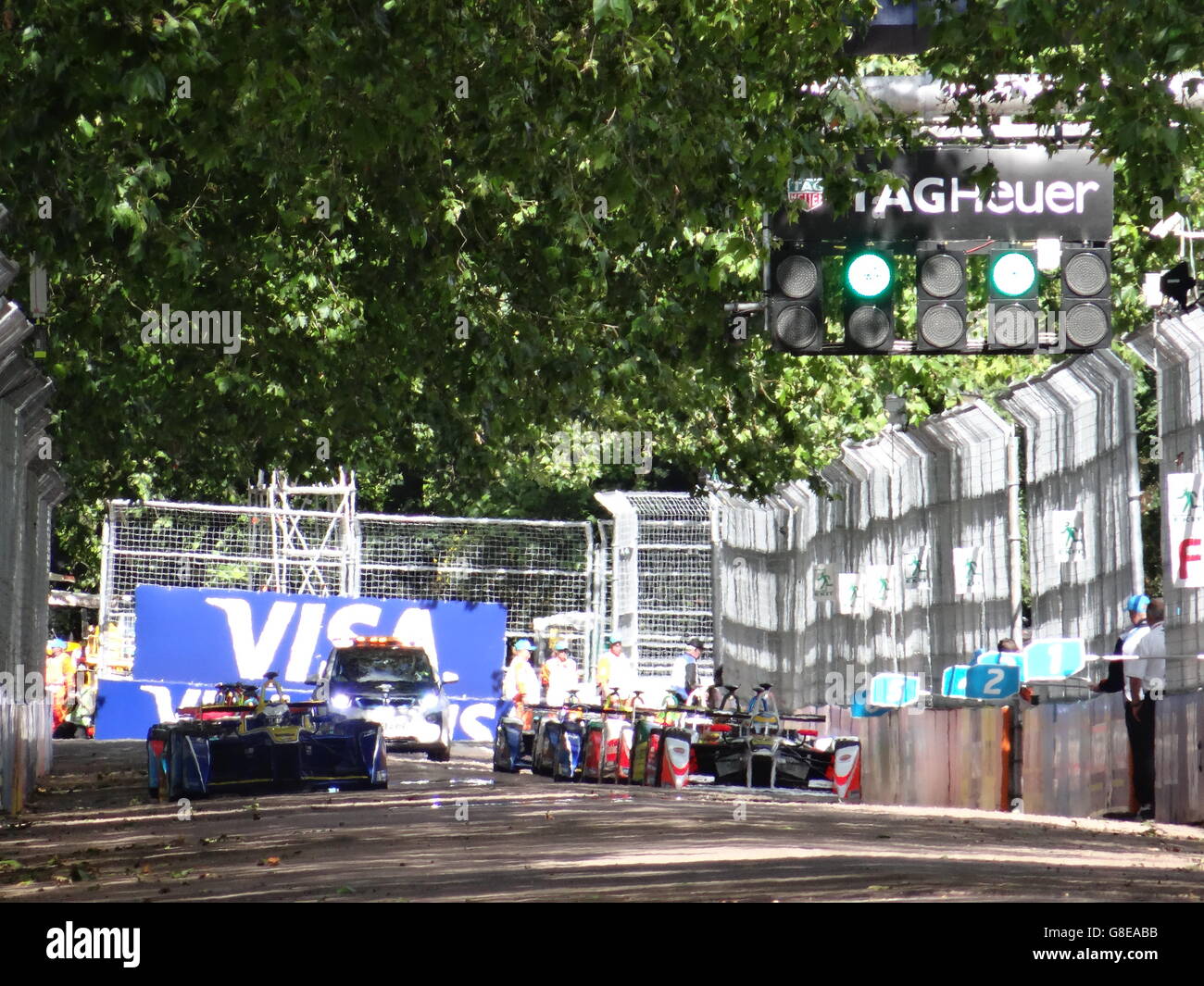 Car Racing London Racing cars on the track for the start in London, UK. 02nd July, 2016 ...