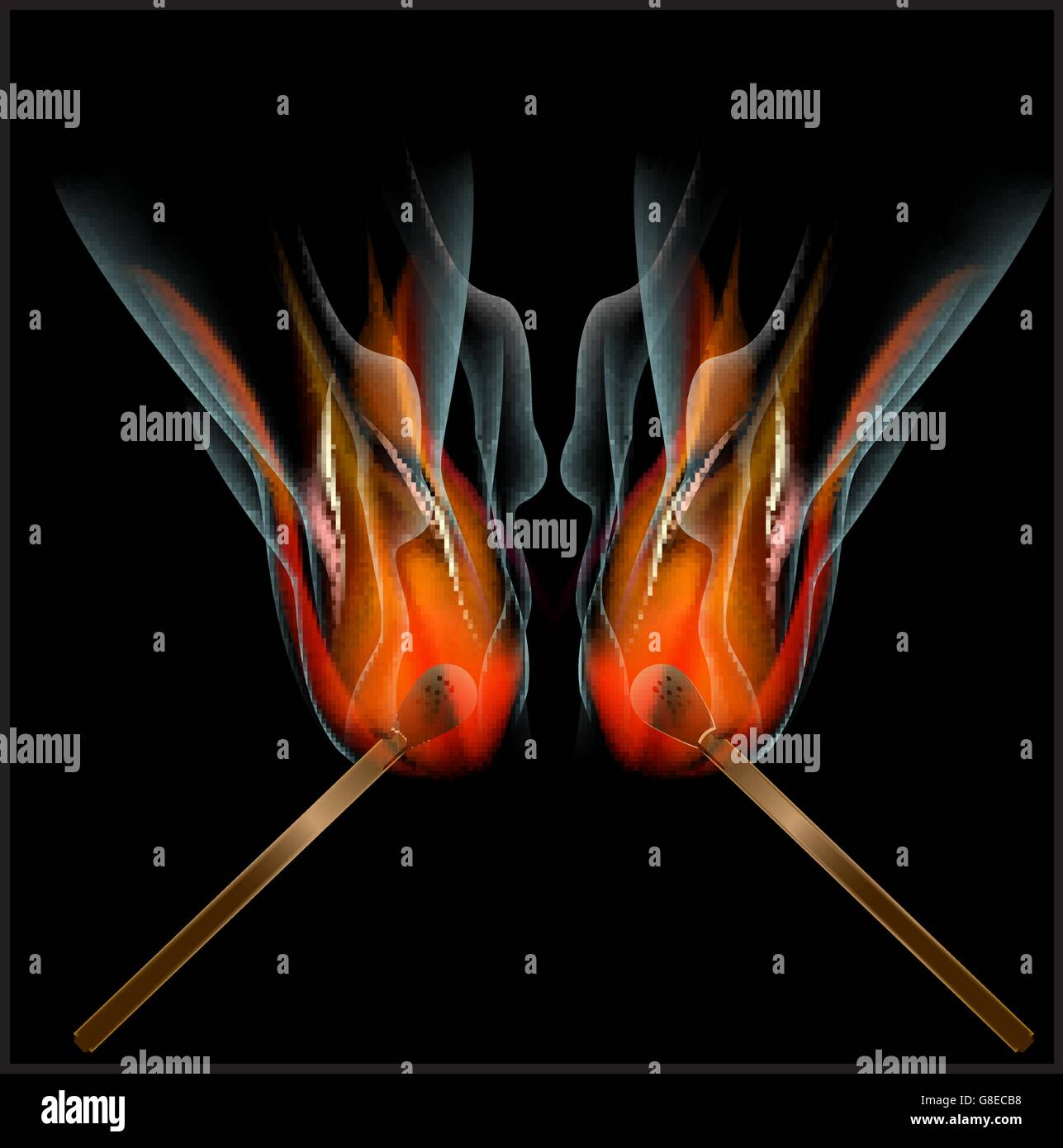Burning match on black background Stock Vector Image & Art - Alamy