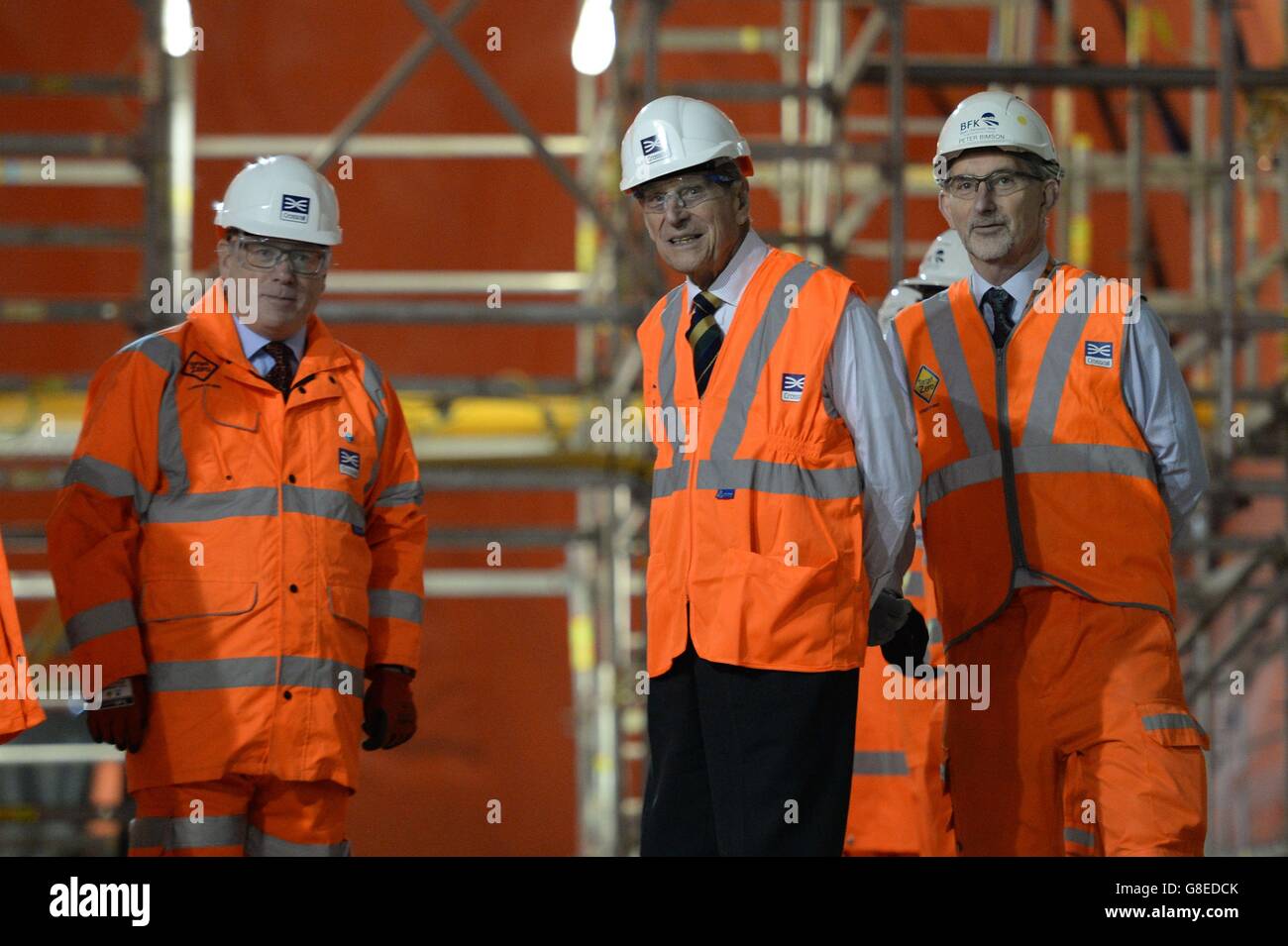 The Duke of Edinburgh is shown around the new Crossrail station taking
