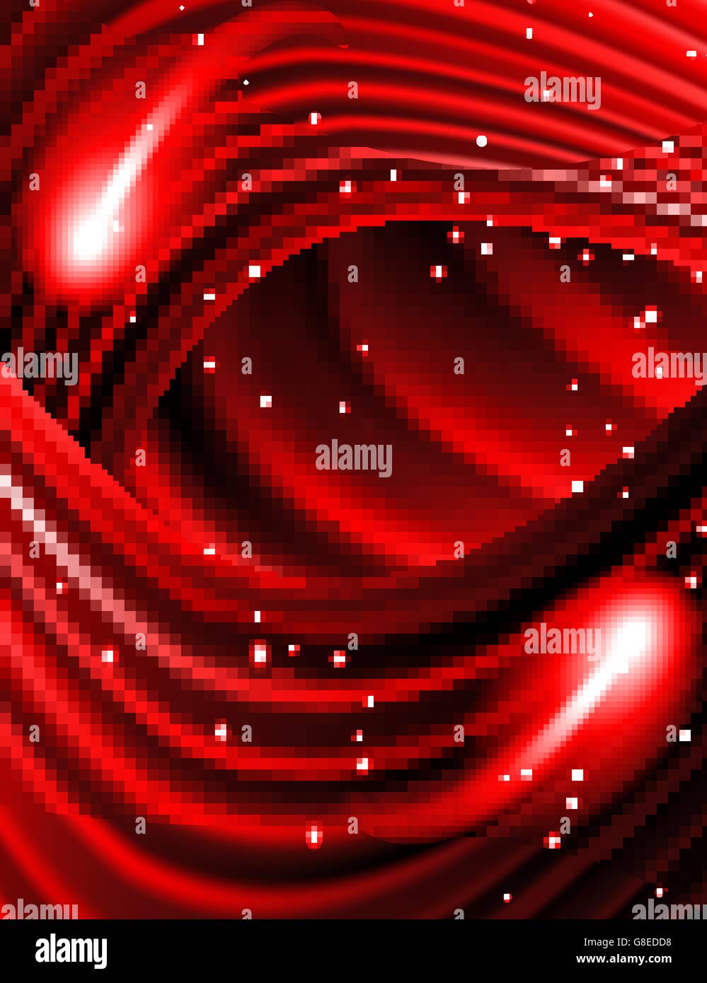 Snow and stars are falling on the background of red luminous rays Stock ...